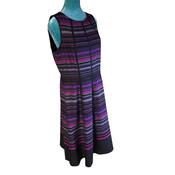 Anne Kleine Women 10 a-line dress fully lined piping Black purple sleeveles - Picture 4 of 12